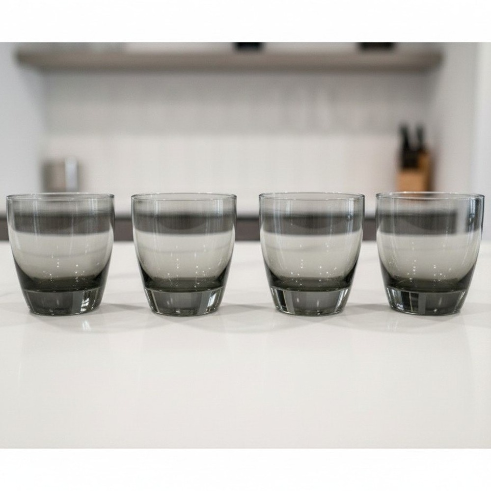 Libbey Smoke Gray Glass Tumblers, Set of 4, Vintage Weighted‎ Bottom Glassware